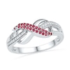 Thumbnail Image 1 of Lab-Created Ruby and Diamond Accent Infinity Loop Ring in Sterling Silver
