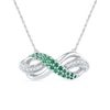 Thumbnail Image 0 of Lab-Created Emerald and 1/20 CT. T.W. Diamond Infinity Loop Necklace in Sterling Silver