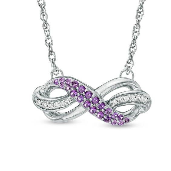 Amethyst and 1/20 CT. T.w. Diamond Infinity Loop Necklace in Sterling Silver
