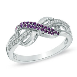 Amethyst and Diamond Accent Infinity Loop Ring in Sterling Silver