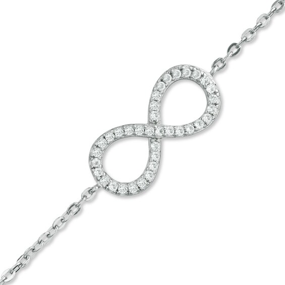 Lab-Created White Sapphire Sideways Infinity Bracelet in Sterling Silver - 7.25"