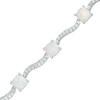 Thumbnail Image 1 of Cushion-Cut Lab-Created Opal and White Sapphire Wave Bracelet in Sterling Silver - 7.25"