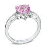 Thumbnail Image 1 of Lab-Created Pink and White Sapphire Pendant, Ring and Earrings Set in Sterling Silver - Size 7