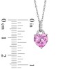 Thumbnail Image 3 of Lab-Created Pink and White Sapphire Pendant, Ring and Earrings Set in Sterling Silver - Size 7
