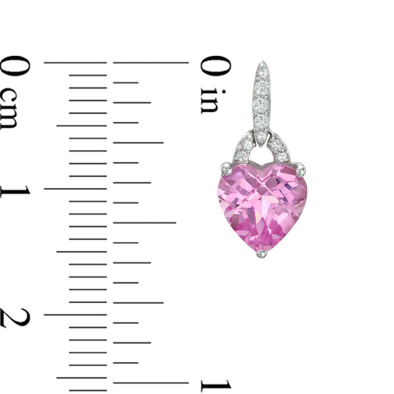 Main Image 4 of Lab-Created Pink and White Sapphire Pendant, Ring and Earrings Set in Sterling Silver - Size 7