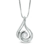 Thumbnail Image 1 of 1/8 CT. Certified Canadian Diamond Solitaire Flame Pendant in 10K White Gold (I/I2) - 17"