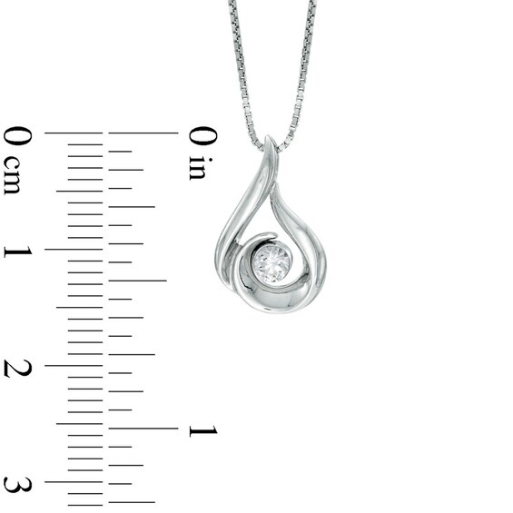1/8 CT. Certified Canadian Diamond Solitaire Flame Pendant in 10K White Gold (I/I2) - 17"