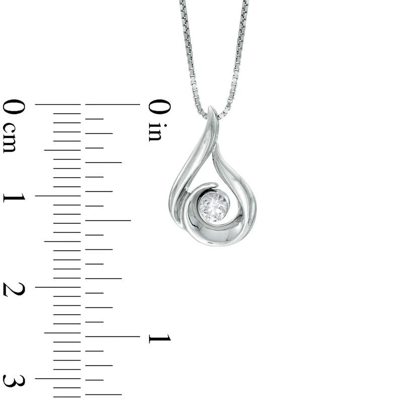 Main Image 2 of 1/8 CT. Certified Canadian Diamond Solitaire Flame Pendant in 10K White Gold (I/I2) - 17"
