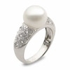 10.0 - 10.5mm Cultured Freshwater Pearl and White Topaz Ring in Sterling Silver