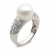 Thumbnail Image 0 of 10.0-10.5mm Freshwater Cultured Pearl and White Topaz Ring in Sterling Silver