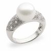 Thumbnail Image 1 of 10.0-10.5mm Freshwater Cultured Pearl and White Topaz Ring in Sterling Silver