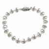Thumbnail Image 0 of 6.0 - 7.0mm Oval Cultured Freshwater Pearl and Crystal Bracelet in Sterling Silver - 7.5"