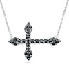 Thumbnail Image 0 of 1/4 CT. T.W. Black Diamond Gothic-Style Sideways Cross Necklace in Sterling Silver