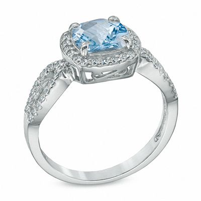 Larger Size 12 Ornate Pale Blue Aquamarine Sterling Silver Finger Ring with Beautiful Border