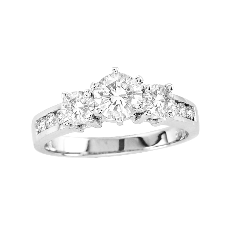 1-3/8 CT. T.W. Diamond Three Stone Engagement Ring in 14K White Gold