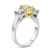 Thumbnail Image 1 of 1-3/8 CT. T.W. Fancy Yellow and White Radiant-Cut Diamond Three Stone Ring in 18K Two-Tone Gold (SI1)