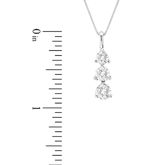 1 CT. T.w. Diamond Linear Three Stone Drop Pendant in 14K White Gold