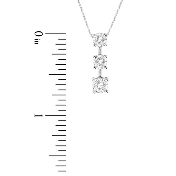 1 CT. T.w. Diamond Linear Three Stone Drop Pendant in 14K White Gold