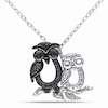 Thumbnail Image 1 of Black Diamond Accent Motherly Owl Pendant in Sterling Silver with Beaded Black Rhodium