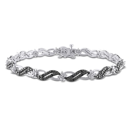 1/4 CT. T.W. Black Diamond Cascading Bracelet in Sterling Silver