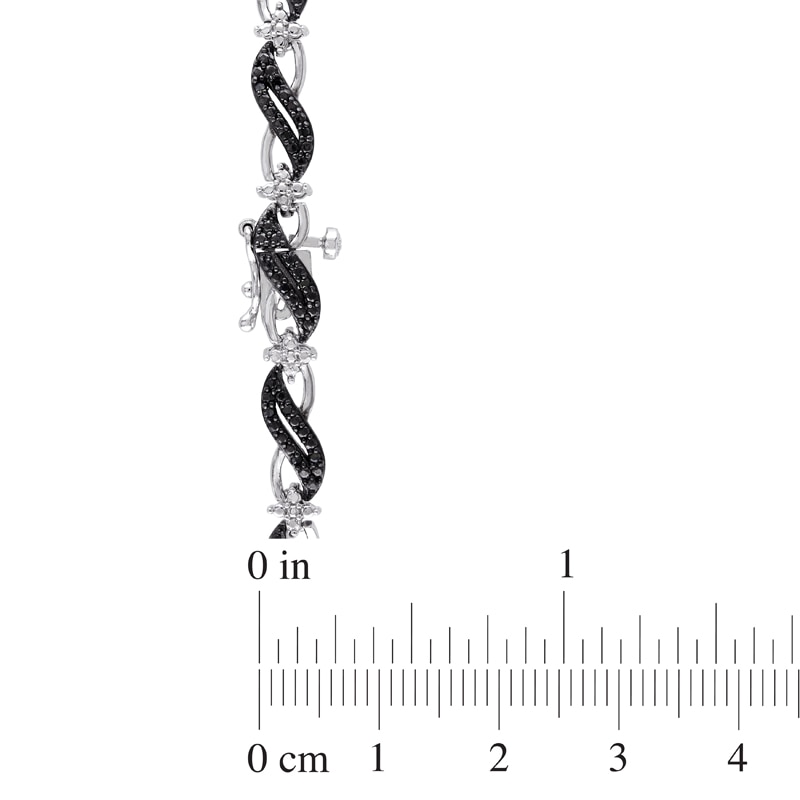 Main Image 2 of 1/4 CT. T.W. Black Diamond Cascading Bracelet in Sterling Silver