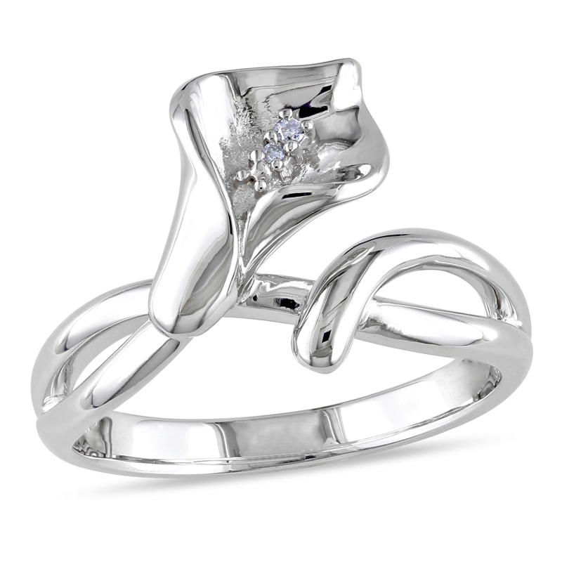 Main Image 1 of Diamond Accent Calla Lily Ring in Sterling Silver