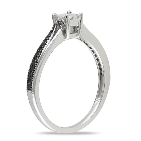 1/5 CT. T.W. Quad Princess-Cut Diamond Vintage-Style Engagement Ring in 10K White Gold 1/5 CT. T.W. Quad Princess-Cut Diamond Vintage-Style Engagement Ring in 10K White Gold