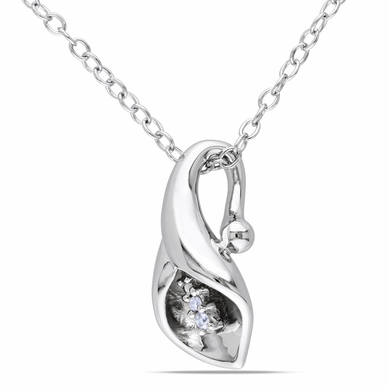 Main Image 1 of Diamond Accent Calla Lily Pendant in Sterling Silver