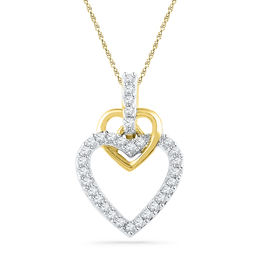 1/8 CT. T.W. Diamond Double Heart Pendant in 10K Gold