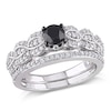 Thumbnail Image 1 of 1 CT. T.W. Enhanced Black and White Diamond Vintage-Style Bridal Set in Sterling Silver