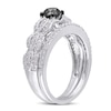 Thumbnail Image 2 of 1 CT. T.W. Enhanced Black and White Diamond Vintage-Style Bridal Set in Sterling Silver
