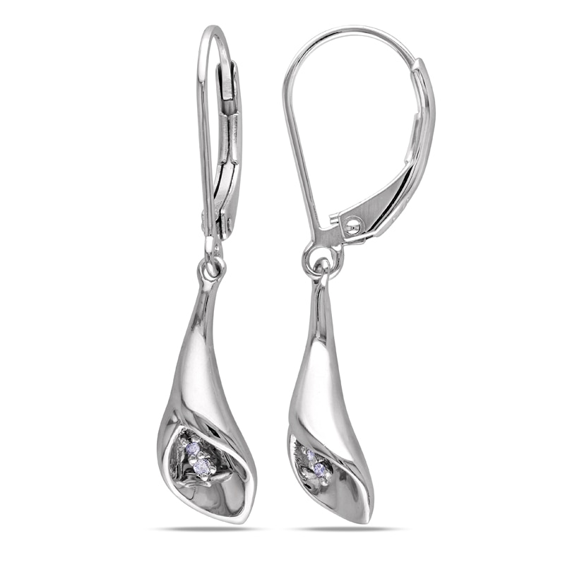 Main Image 1 of Diamond Accent Calla Lily Drop Earrings in Sterling Silver