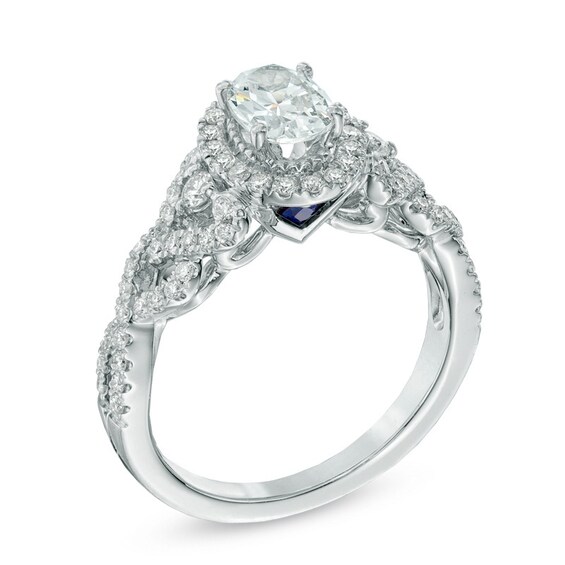 Vera Wang Love Collection 1 CT. T.w. Oval Diamond Frame Engagement Ring 14K White Gold
