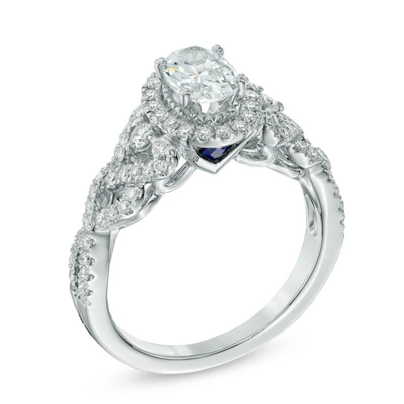 Vera Wang Love Collection 1 CT. T.W. Oval Diamond Frame Engagement Ring in 14K White Gold