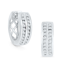 1/4 CT. T.W. Diamond Double Row Hoop Earrings in Sterling Silver