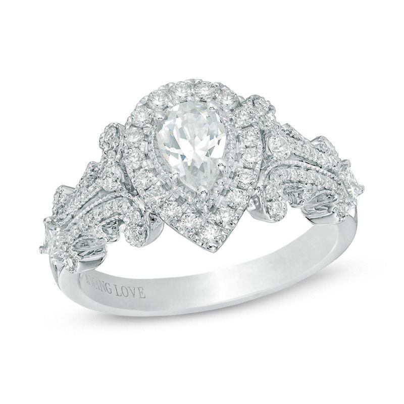 Zales Outlet Previously Owned - Vera Wang Love Collection 1-1/2 CT. T.W.  Princess-Cut Diamond Frame Engagement Ring in 14K White Gold | Hamilton  Place