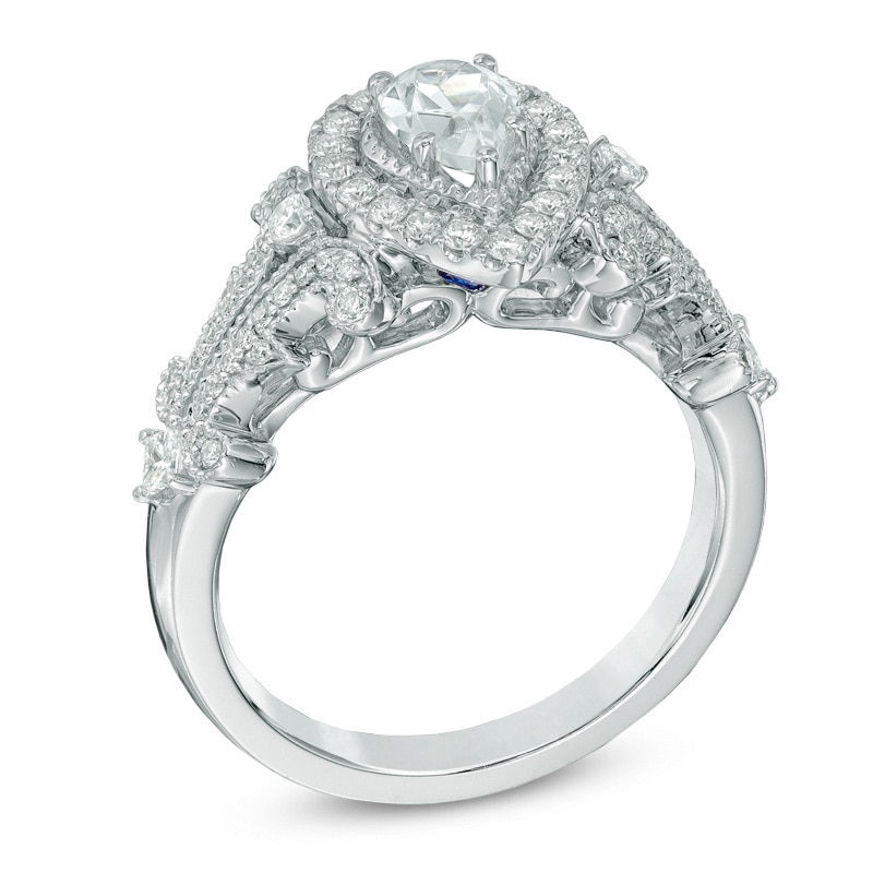 Vera Wang Love Collection 1 CT. T.W. Pear-Shaped Diamond Frame Engagement Ring in 14K White Gold
