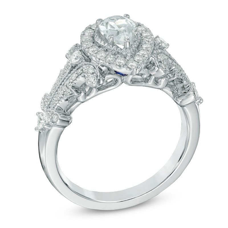 Main Image 2 of Vera Wang Love Collection 1 CT. T.W. Pear-Shaped Diamond Frame Engagement Ring in 14K White Gold
