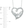 Thumbnail Image 2 of Lab-Created White Sapphire "MOM" Flourish Heart Pendant in Sterling Silver