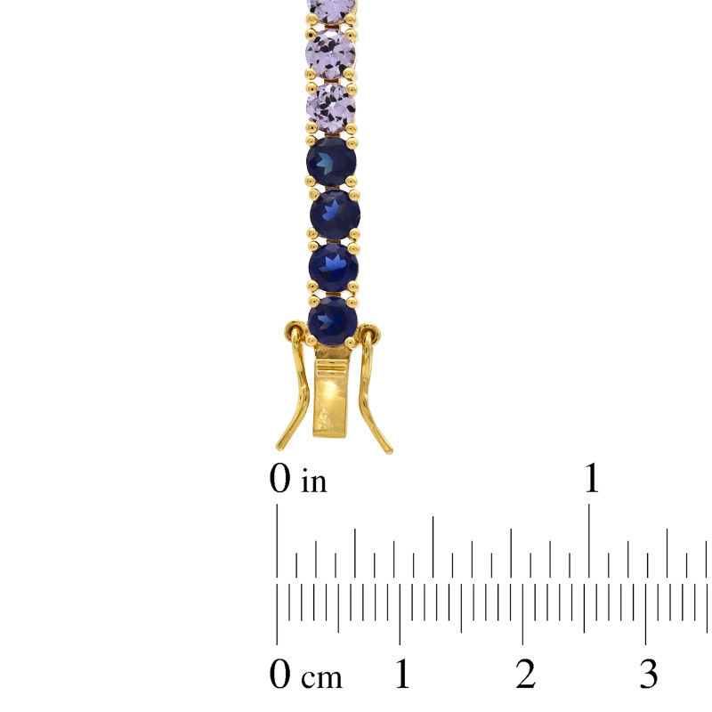 Lab-Created Multi-Gemstone Bracelet in Sterling Silver with 18K Gold Plate - 7.25"