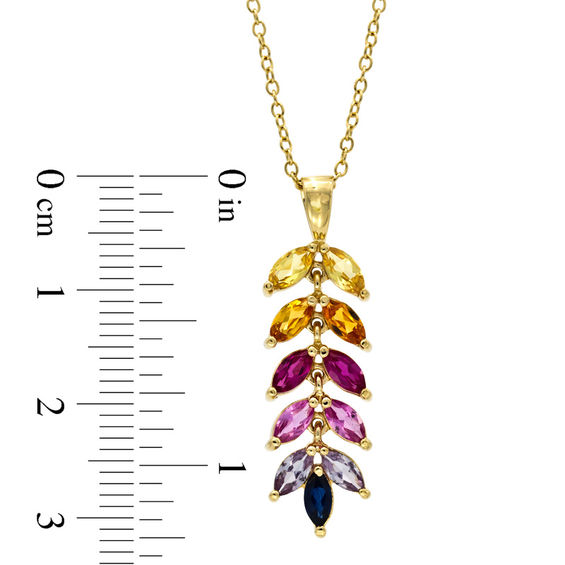 Marquise Lab-Created Multi-Gemstone Pendant and Drop Earrings Set in Sterling Silver with 18K Gold Plate