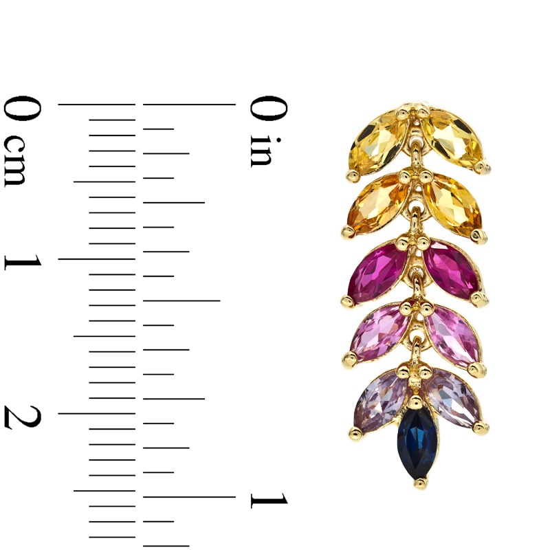 Main Image 3 of Marquise Lab-Created Multi-Gemstone Pendant and Drop Earrings Set in Sterling Silver with 18K Gold Plate