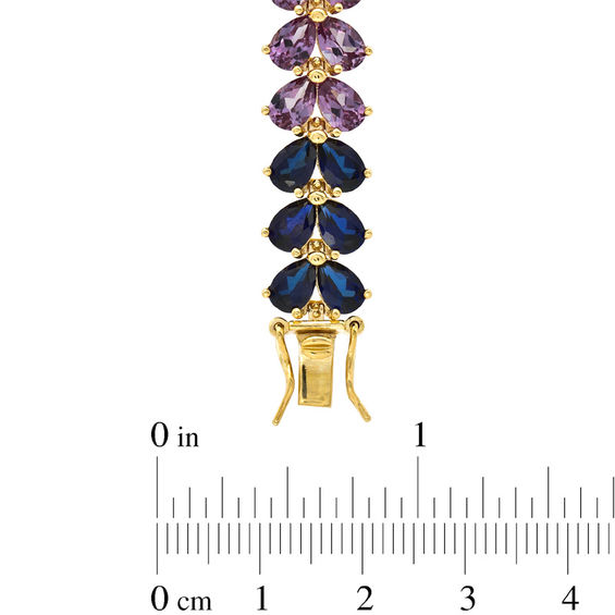 Pear-Shaped Lab-Created Multi-Gemstone Bracelet in Sterling Silver with 18K Gold Plate - 7.25"