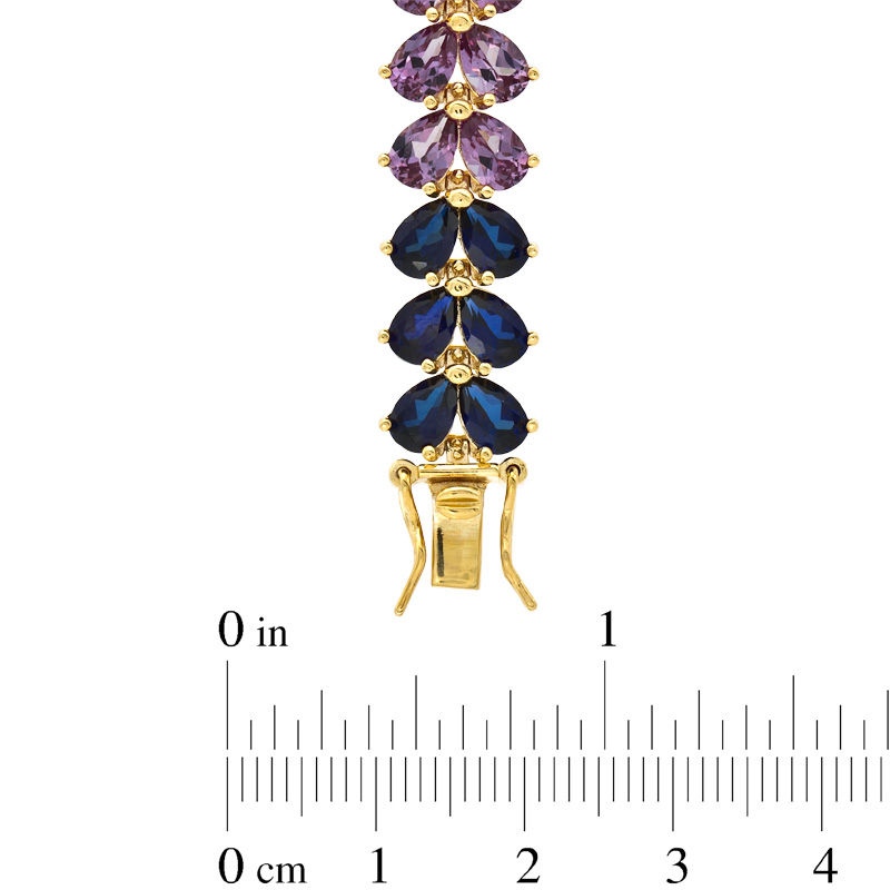 Pear-Shaped Lab-Created Multi-Gemstone Bracelet in Sterling Silver with 18K Gold Plate - 7.25"