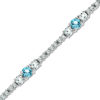 Thumbnail Image 1 of Swiss Blue and White Topaz Bracelet in Sterling Silver - 7.25"
