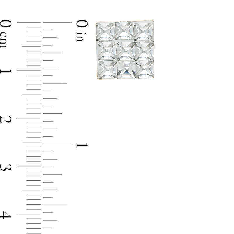 Main Image 2 of Child's Square Crystal Stud Earrings in 14K Gold