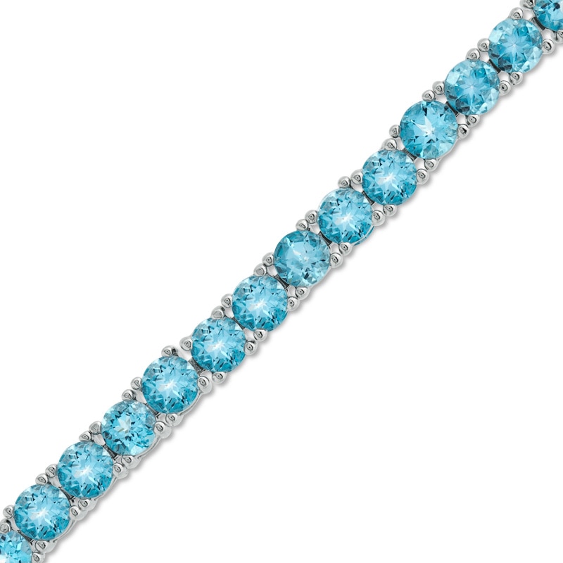 Main Image 1 of Swiss Blue Topaz Tennis Bracelet in Sterling Silver - 7.25"
