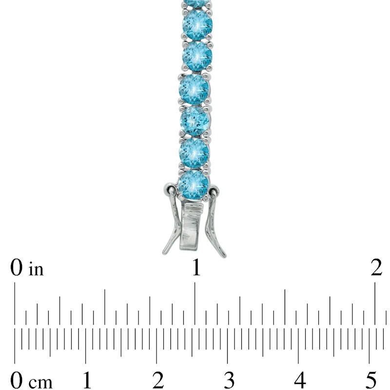 Main Image 2 of Swiss Blue Topaz Tennis Bracelet in Sterling Silver - 7.25"