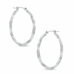 Simple Gold Hoops Zales 1 8 X 30mm Square Twist Hoop Earrings In 14k White Gold