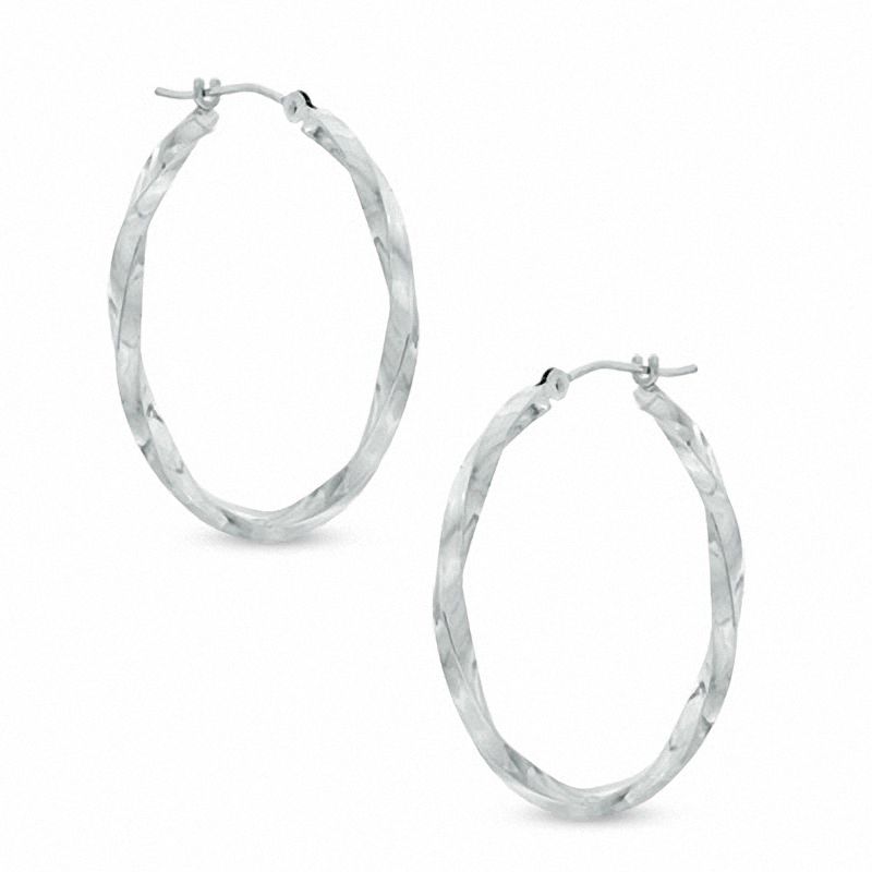 1 8 X 30mm Square Twist Hoop Earrings In 14k White Gold 1 8 X 30mm Square Twist Hoop Earrings In 14k White Gold